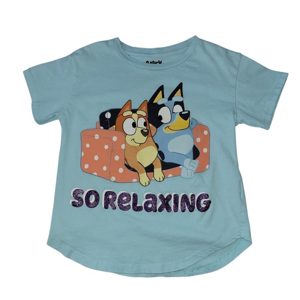 Bluey Kids Tee - Light Blue with Relaxing Print